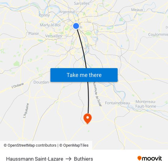 Haussmann Saint-Lazare to Buthiers map