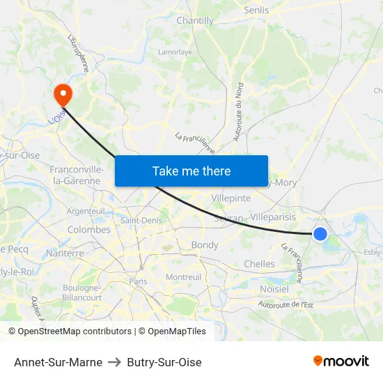 Annet-Sur-Marne to Butry-Sur-Oise map