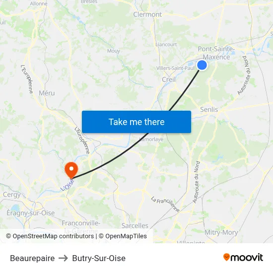 Beaurepaire to Butry-Sur-Oise map