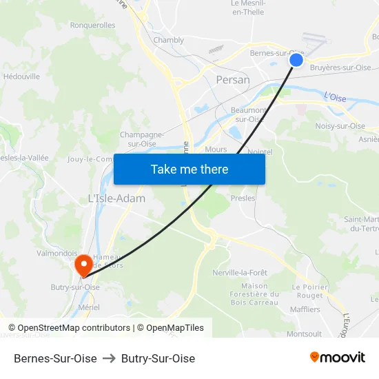 Bernes-Sur-Oise to Butry-Sur-Oise map