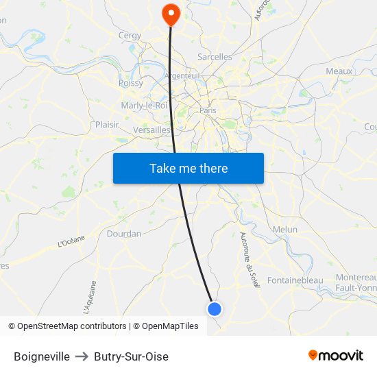 Boigneville to Butry-Sur-Oise map