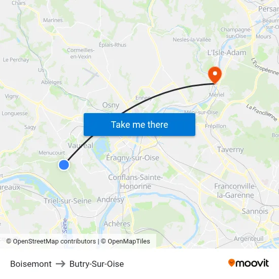 Boisemont to Butry-Sur-Oise map