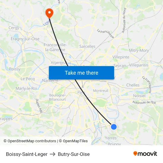Boissy-Saint-Leger to Butry-Sur-Oise map