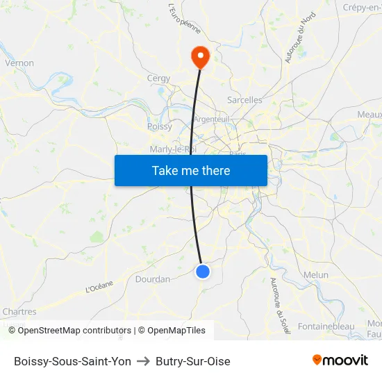 Boissy-Sous-Saint-Yon to Butry-Sur-Oise map