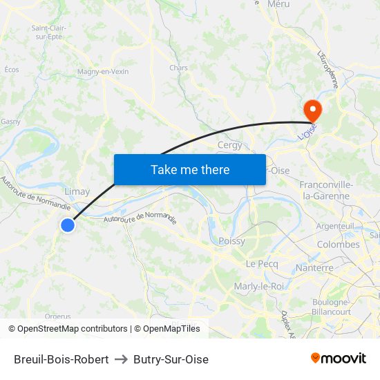 Breuil-Bois-Robert to Butry-Sur-Oise map