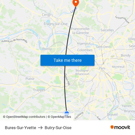 Bures-Sur-Yvette to Butry-Sur-Oise map