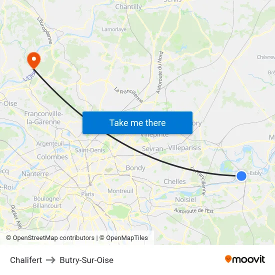 Chalifert to Butry-Sur-Oise map