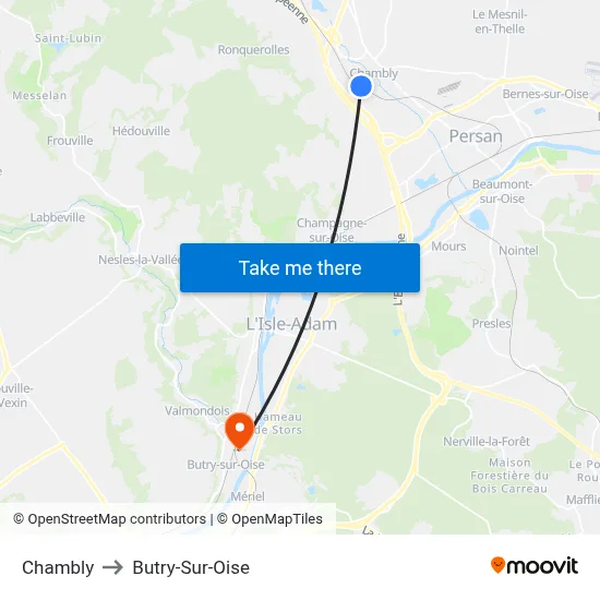 Chambly to Butry-Sur-Oise map