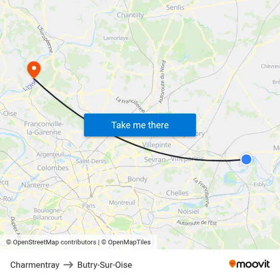 Charmentray to Butry-Sur-Oise map