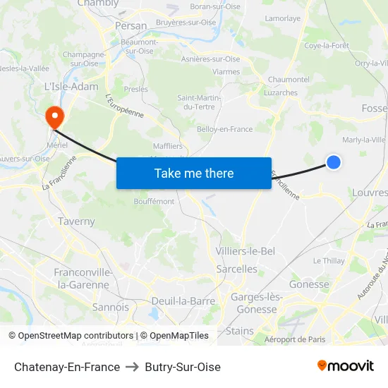 Chatenay-En-France to Butry-Sur-Oise map