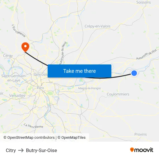 Citry to Butry-Sur-Oise map