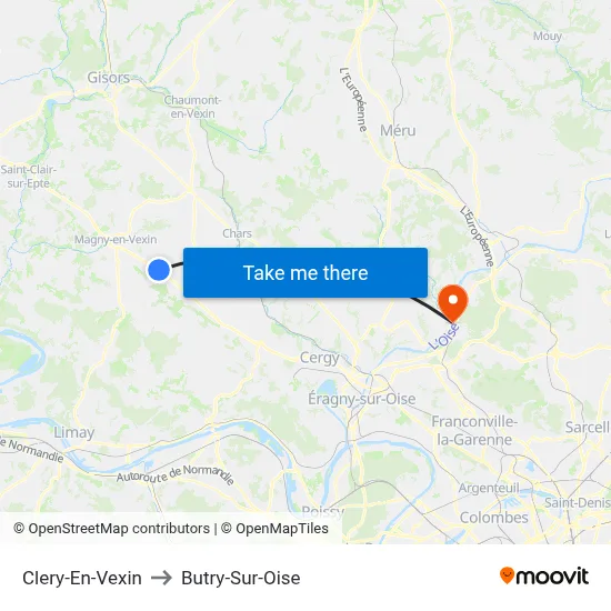 Clery-En-Vexin to Butry-Sur-Oise map