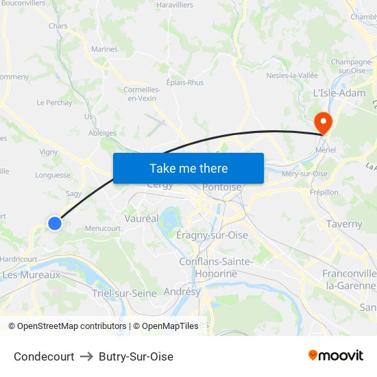 Condecourt to Butry-Sur-Oise map