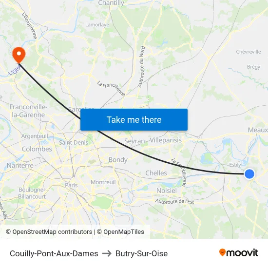 Couilly-Pont-Aux-Dames to Butry-Sur-Oise map