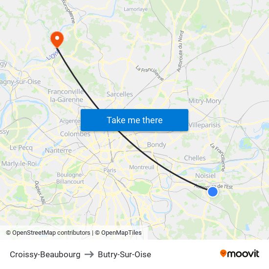 Croissy-Beaubourg to Butry-Sur-Oise map