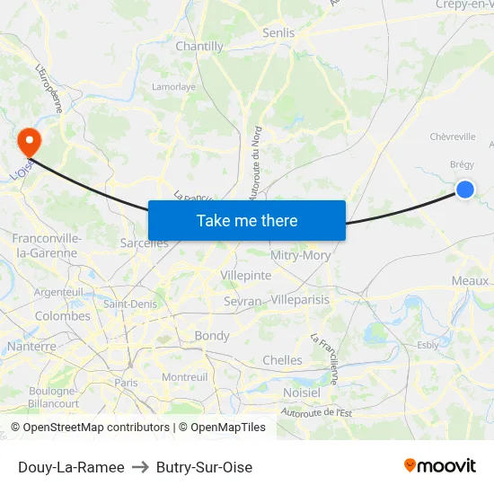 Douy-La-Ramee to Butry-Sur-Oise map