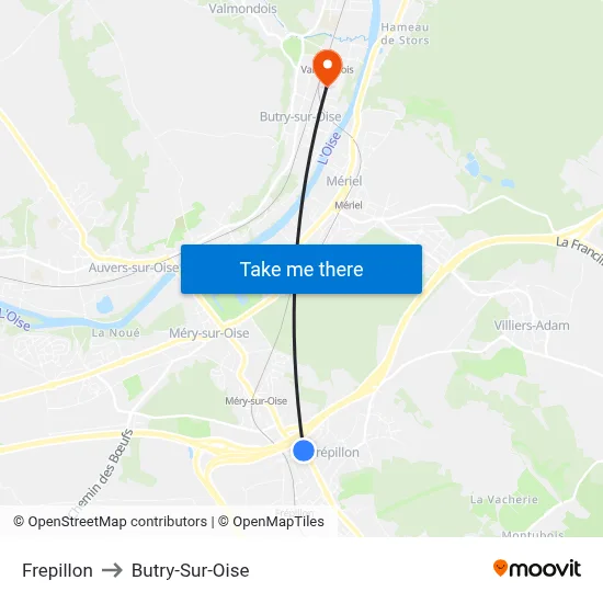 Frepillon to Butry-Sur-Oise map