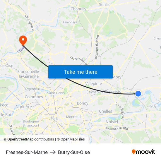 Fresnes-Sur-Marne to Butry-Sur-Oise map