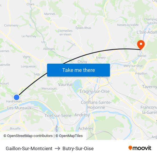 Gaillon-Sur-Montcient to Butry-Sur-Oise map