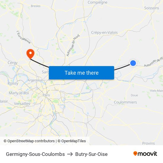 Germigny-Sous-Coulombs to Butry-Sur-Oise map