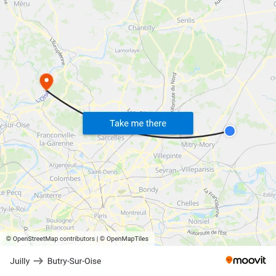 Juilly to Butry-Sur-Oise map