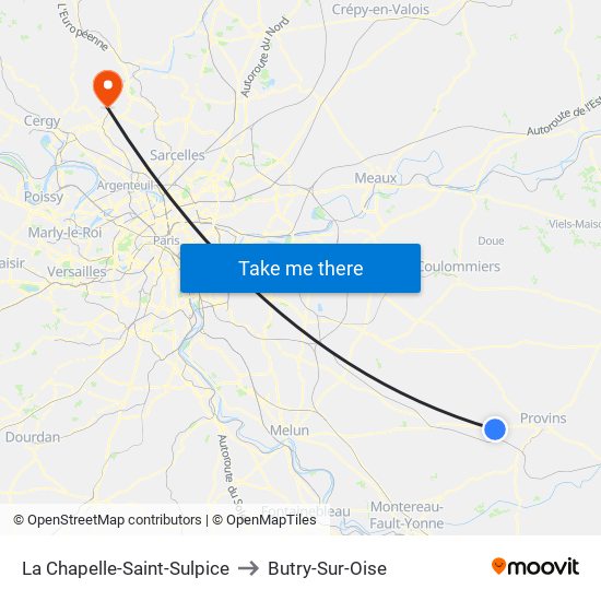 La Chapelle-Saint-Sulpice to Butry-Sur-Oise map