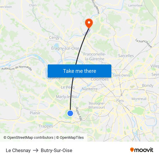 Le Chesnay to Butry-Sur-Oise map