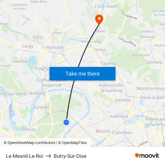 Le Mesnil-Le-Roi to Butry-Sur-Oise map