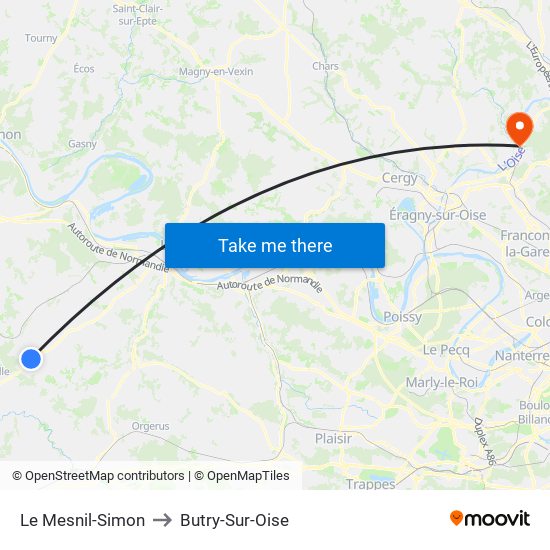 Le Mesnil-Simon to Butry-Sur-Oise map