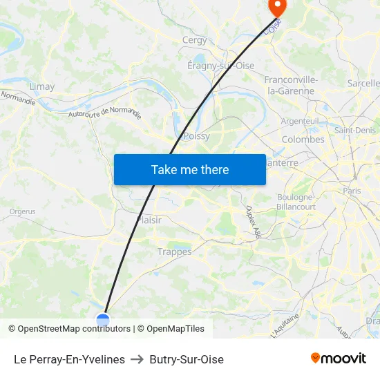 Le Perray-En-Yvelines to Butry-Sur-Oise map