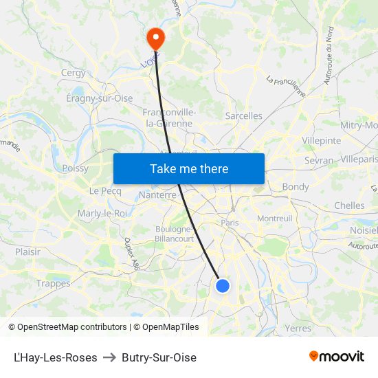 L'Hay-Les-Roses to Butry-Sur-Oise map