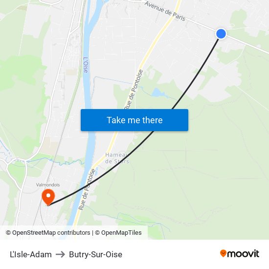 L'Isle-Adam to Butry-Sur-Oise map