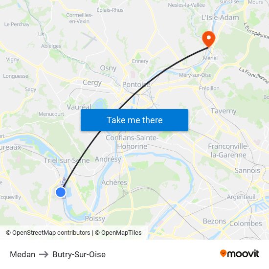 Medan to Butry-Sur-Oise map