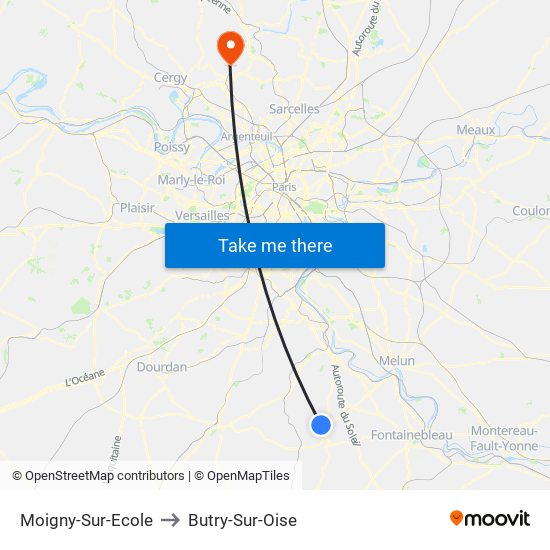 Moigny-Sur-Ecole to Butry-Sur-Oise map