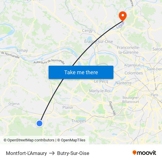 Montfort-L'Amaury to Butry-Sur-Oise map