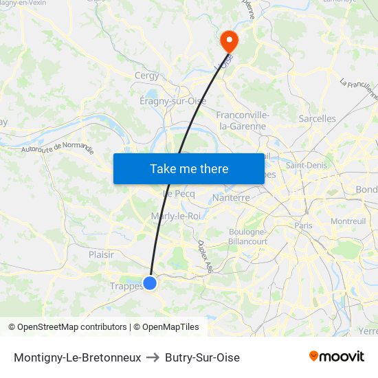 Montigny-Le-Bretonneux to Butry-Sur-Oise map