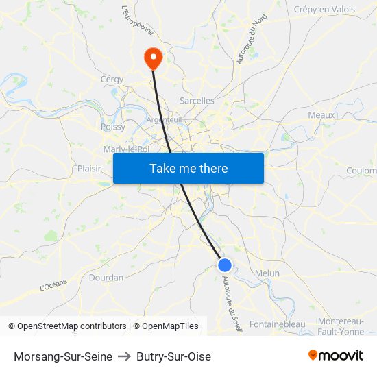 Morsang-Sur-Seine to Butry-Sur-Oise map