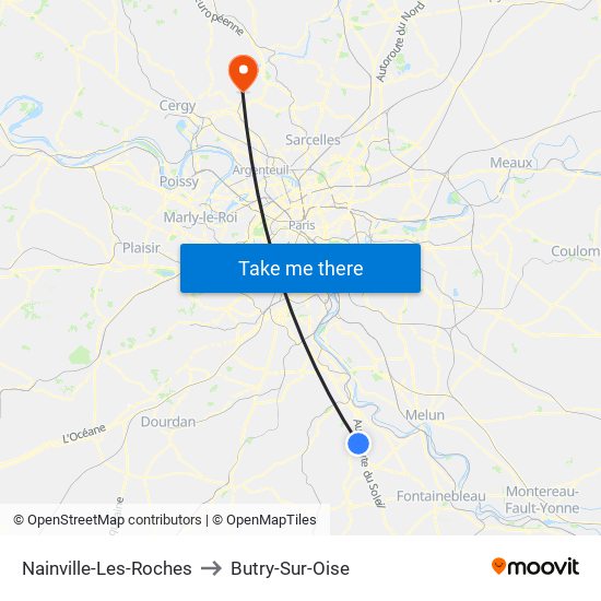 Nainville-Les-Roches to Butry-Sur-Oise map