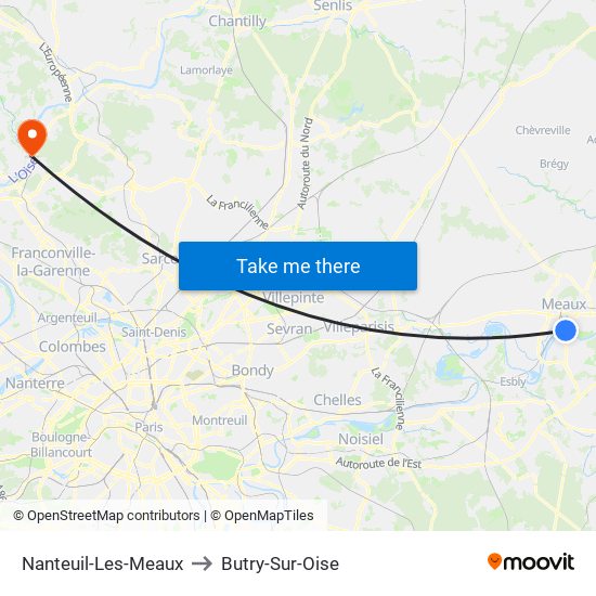 Nanteuil-Les-Meaux to Butry-Sur-Oise map