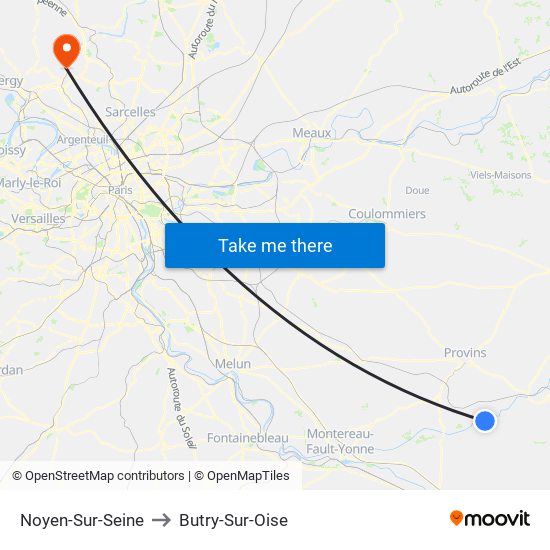 Noyen-Sur-Seine to Butry-Sur-Oise map