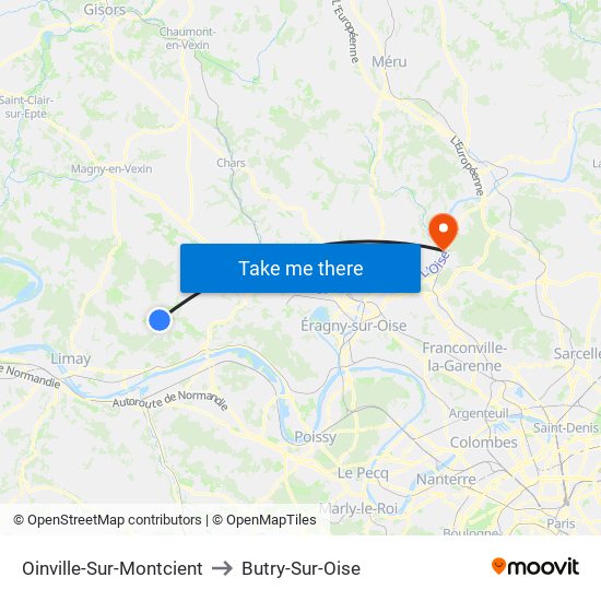 Oinville-Sur-Montcient to Butry-Sur-Oise map