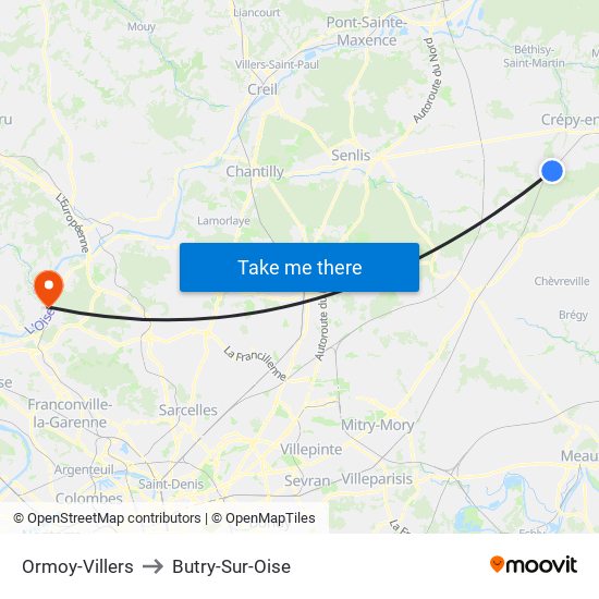 Ormoy-Villers to Butry-Sur-Oise map