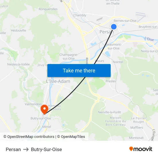 Persan to Butry-Sur-Oise map