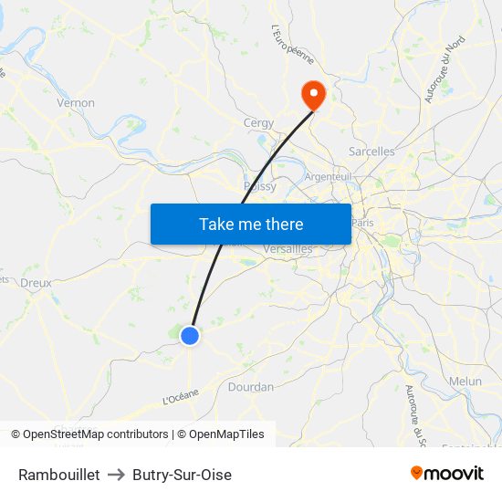 Rambouillet to Butry-Sur-Oise map