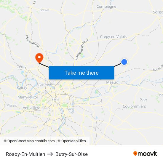 Rosoy-En-Multien to Butry-Sur-Oise map