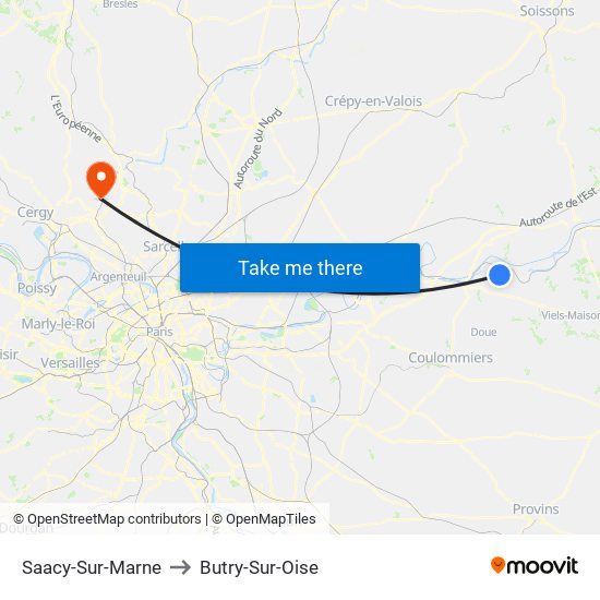 Saacy-Sur-Marne to Butry-Sur-Oise map