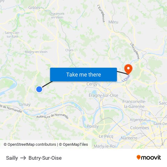 Sailly to Butry-Sur-Oise map