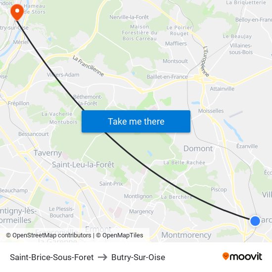 Saint-Brice-Sous-Foret to Butry-Sur-Oise map