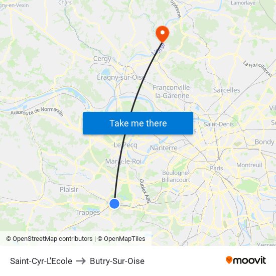 Saint-Cyr-L'Ecole to Butry-Sur-Oise map