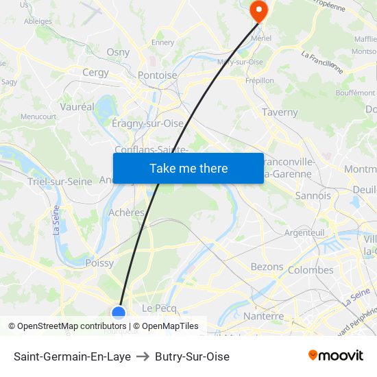 Saint-Germain-En-Laye to Butry-Sur-Oise map